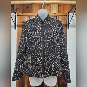 Maggy London Black and Tan Geometric Blazer